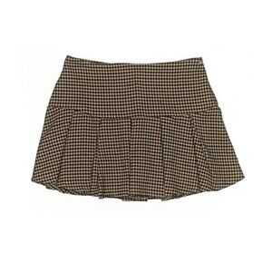 GUESS vintage dark brown & tan houndstooth print pleated mini skirt